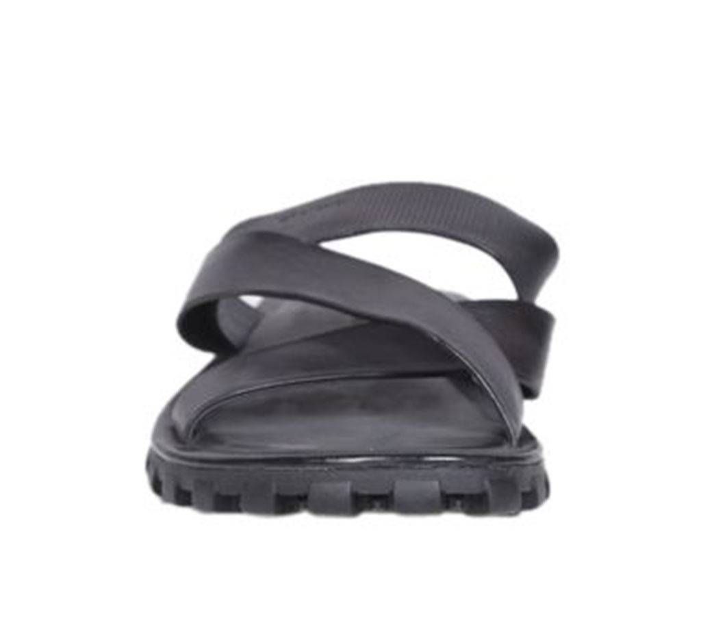 Venturini Men's Black Leather Sandal

