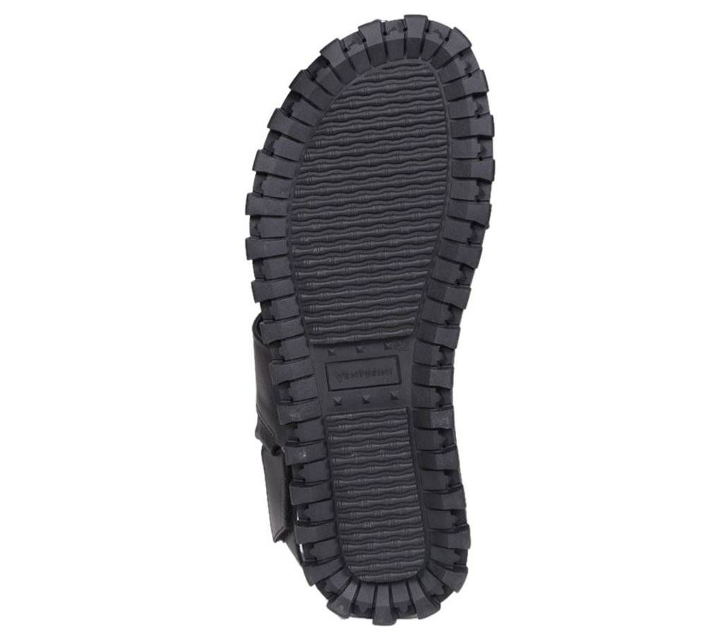 Venturini Men's Black Burnished Leather Sandal

