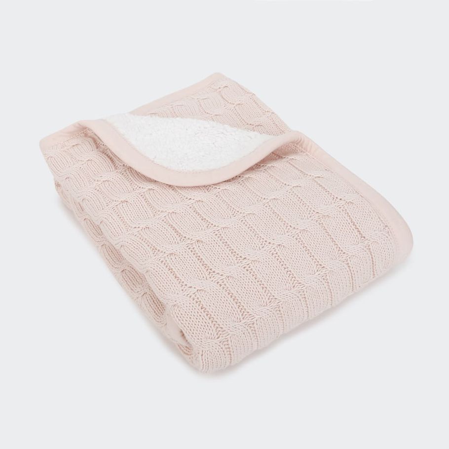Cable Knit Blanket - Pink