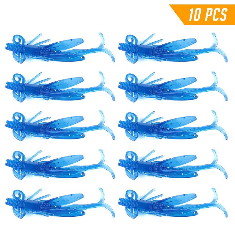 10PCS Soft Plastic Lures 6cm 2g Soft Shrimp Bait Swimbait for Freshwater Fishing