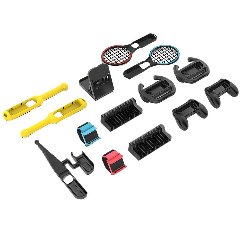 14 in 1 Sport Kits for Nintendo Switch Handle Grip/Racing Wheel/Tennis Racket/Drum Stick/Folding Stand/Bracket