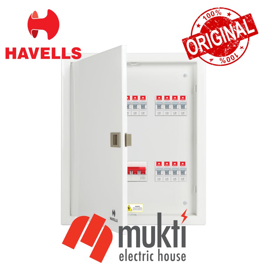 HAVELLS DB Board 6 Way Capacity 1+18 (17.5x13.5x4) Three Phase MCB Incoming for Single Phase Outgoing Distribution