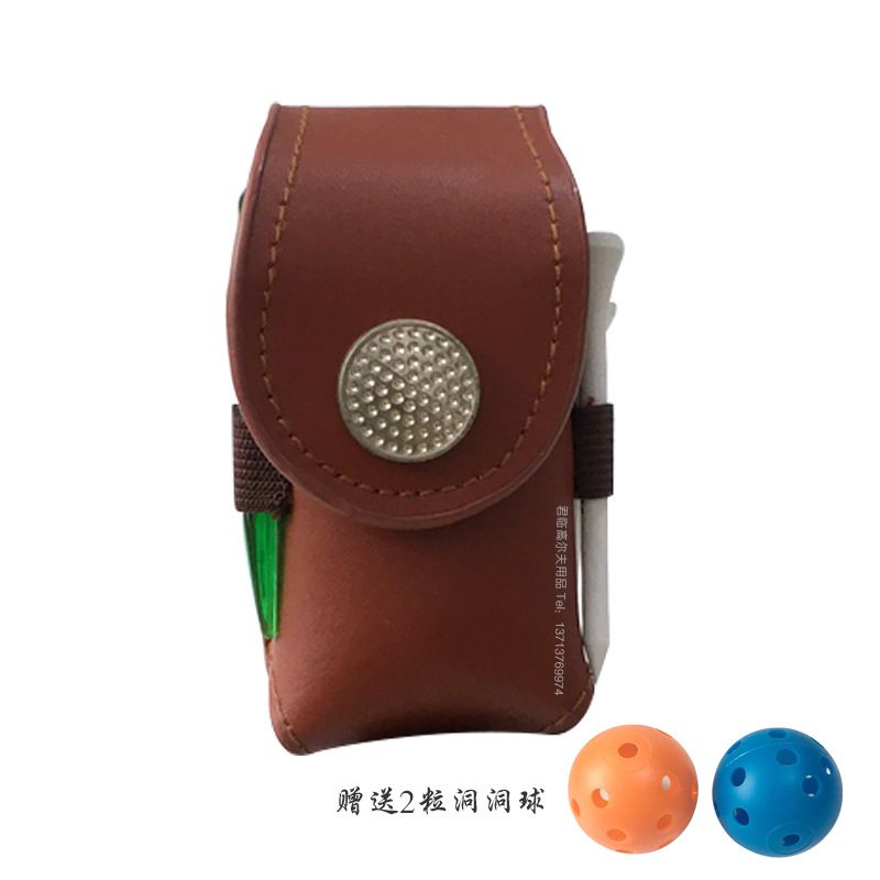 Portable  Ball Holder with 2 rainning Balls Waist Pouch Bag Leather  ee Bag Small  Ball Bag