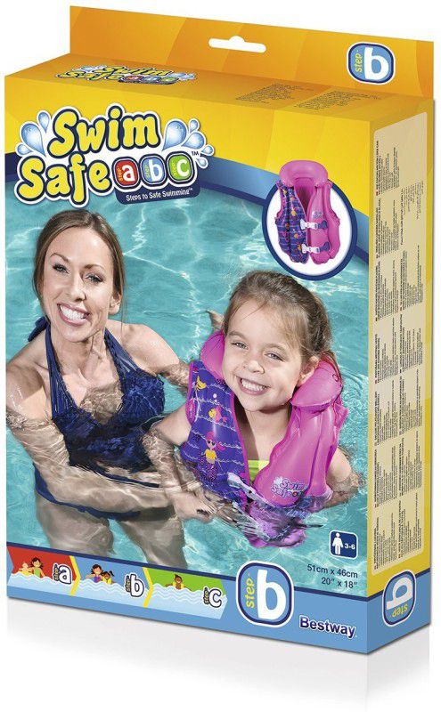 IndusBay Kids Swim Safe Deluxe Inflatable Swimming Vest Pool Buoyancy JACKET For Childrens Girls - AGE 3 TO 6 YEARS - BY BESTWAY Swimming Kit