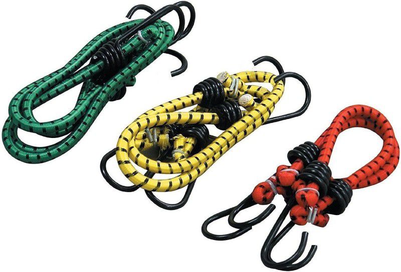 Sarthak High Strength Elastic Tying Rope with Hooks, Shock Cord Cables, Luggage Tying Rope With Hooks (Length 8 ft - Set of 3) Multicolor  (Length: 2.44 m, Diameter: 8 mm)