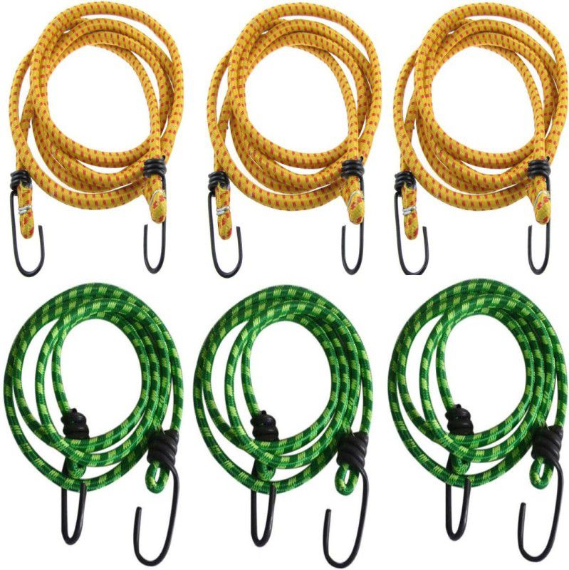 MGP FASHION High Strength Elastic Rope Bungee Shock Cord Cable Luggage with Hook Green,Yellow  (Length: 2 m, Diameter: 10 mm)