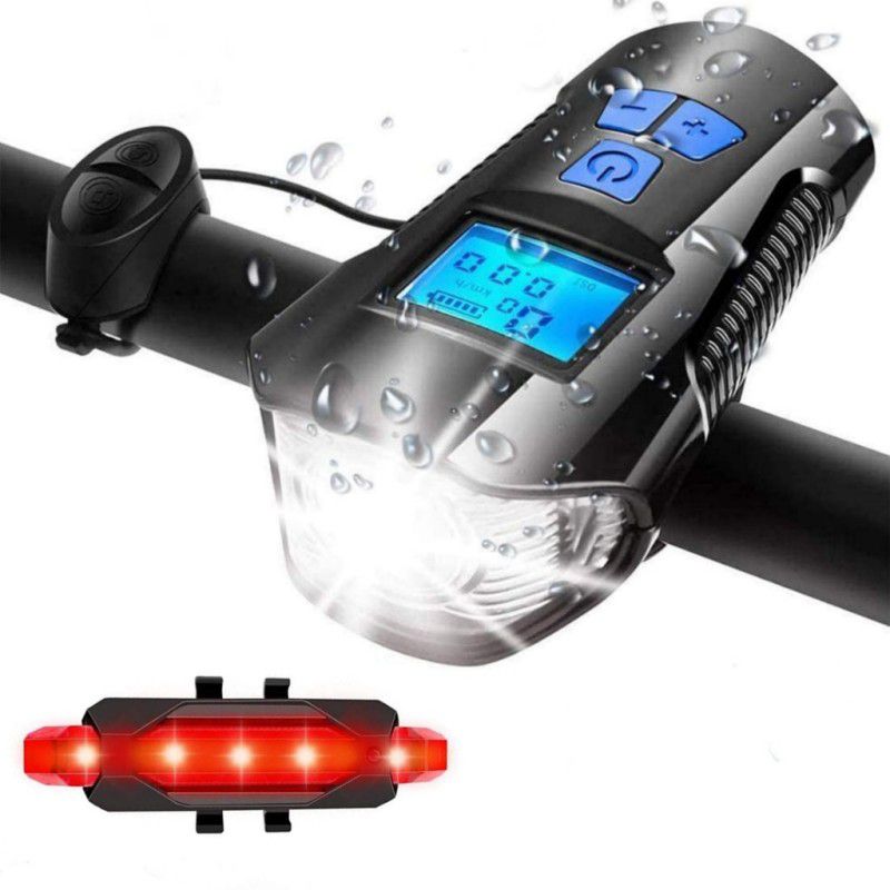 Xezon Cycle USB Rechargeable Bicycle Speedometer Odometer Horn Light With Rear Light Wired Cyclocomputer