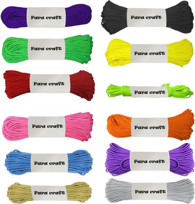 Paracraft 100ft 550 Paracord Parachute Survival Cord – GP4(Pack of 12) Blue, Green, Yellow, Green, Red, Fluro, Pink, Orange, Blue, Purple, Brown, Grey  (Length: 30 m, Diameter: 4 mm)