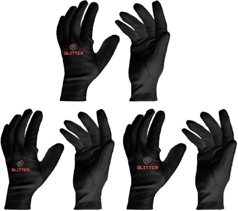 Glitter Cotton Cricket Multipurpose Hand Protect Re-usable Batting Inner Hand Gloves Inner Gloves  (Black)