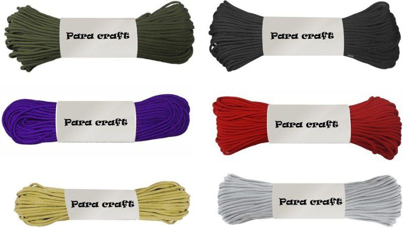 Paracraft 100ft 550 Paracord Parachute Survival Cord – GP1(Pack of 6) Green, Black, Blue, Red, Brown, Grey  (Length: 30 m, Diameter: 4 mm)