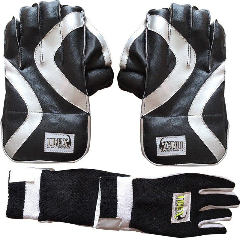 IBEX Practice Wicket Keeping Gloves Combo Black With Inner Gloves Wicket Keeping Gloves  (Black)