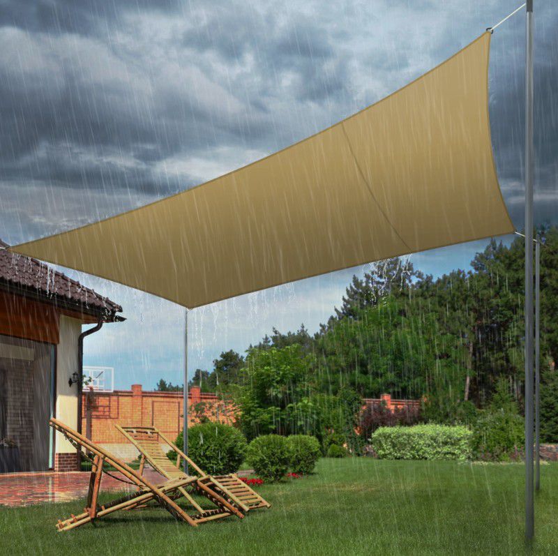 Hippo Waterproof Acrylic Coated Polyester Shade Sails Provide UV & Rain Protection Tent - For Garden, Car Parking, Balcony, Outdoor, Size: 9.5FTX13FT  (Beige)