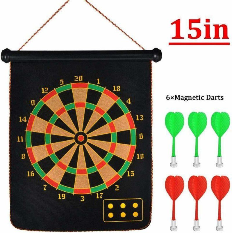 Hipkoo Sports HIGH Magnetic Power with Double Faced Portable and FORDABLE Dart Game 38.1 cm Dart Board  (Multicolor)