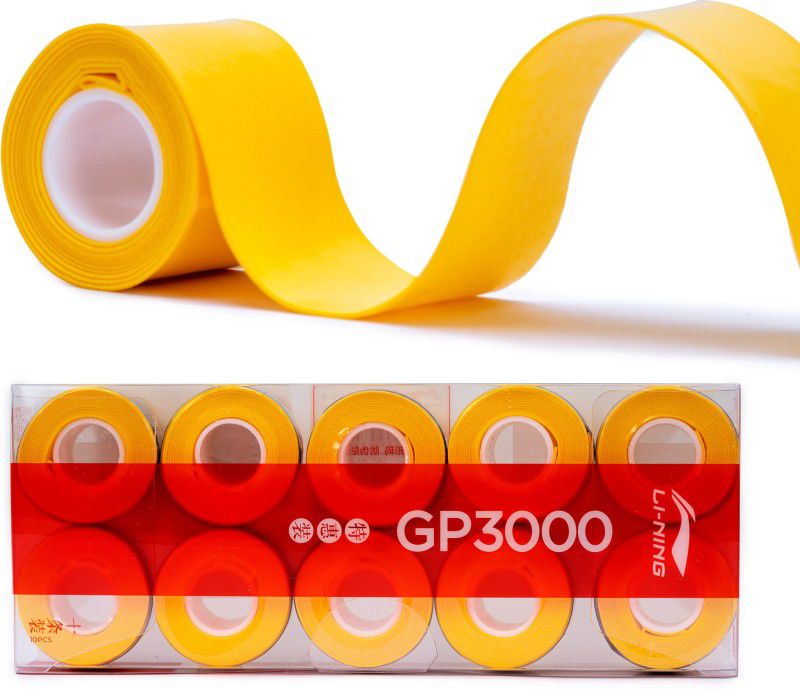LI-NING GP 3000 Badminton Over Grip for Sweaty Palms (Yellow, Pack of 10, 100 gms)  (Pack of 10)