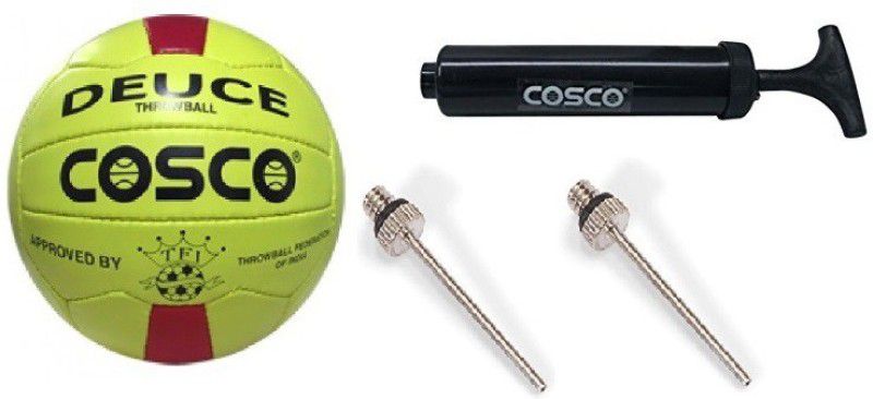COSCO -Combo of three- One 'DEUCE' throw ball (Size-5) + one football pump + 2 needles - Throwball Kit