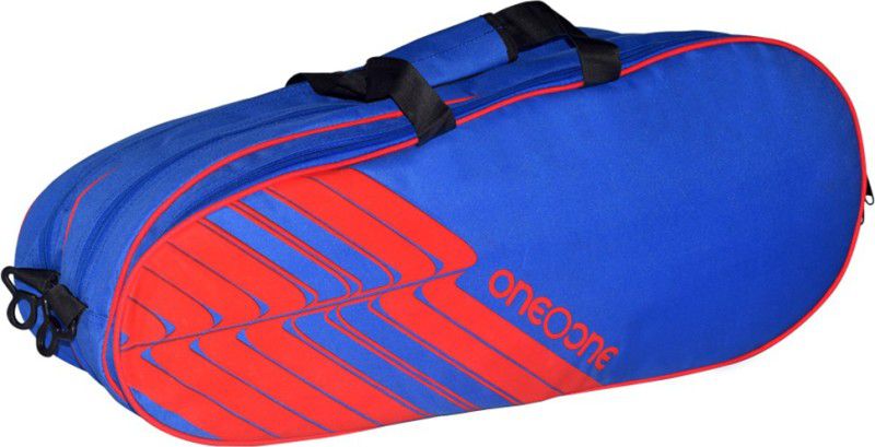 One O One Lines Collection Triple Blue & Red - Racket Bag (badminton / tennis)  (Blue, Kit Bag)