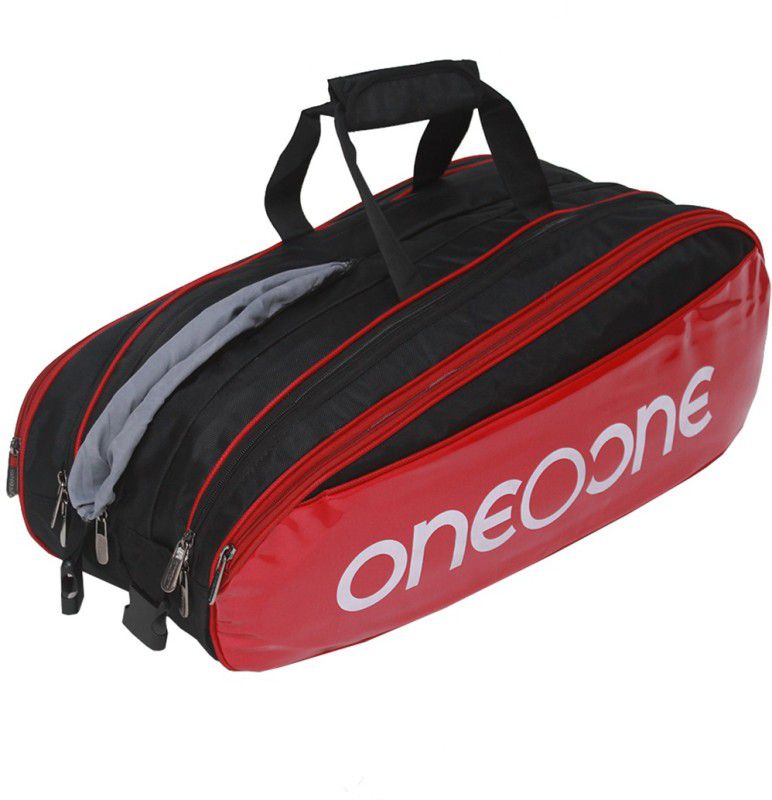 One O One Four Compartment Black & Red Racket Kit Bag  (Black, Kit Bag)
