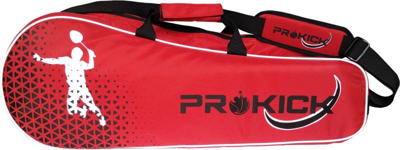 Prokick Badminton Kitbag with Double Zipper Compartments - Red/Black  (Red, Kit Bag)