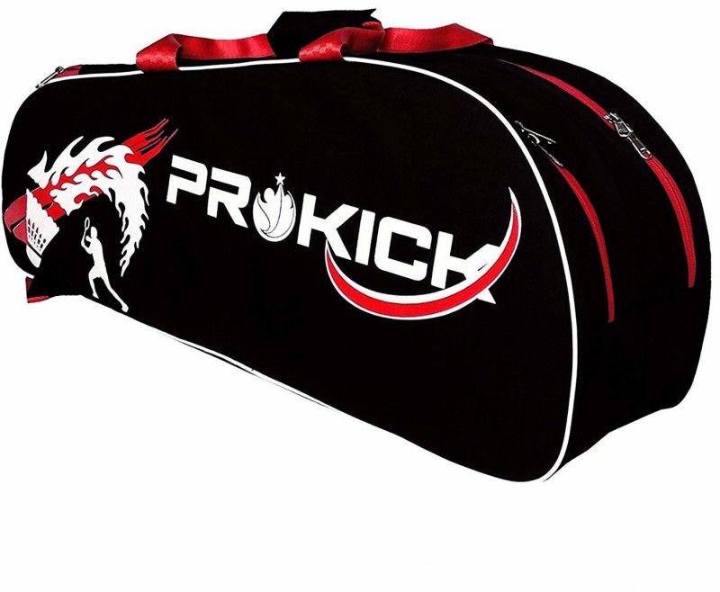 Prokick Double Zipper Badminton Kit Bag with Shoe Compartment, Black/Red  (Black, Kit Bag)