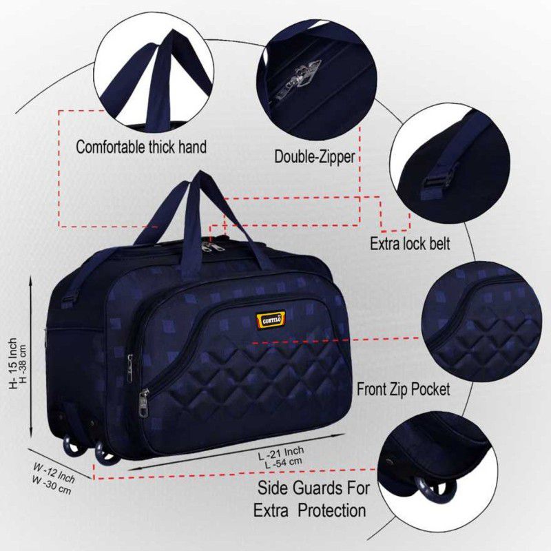 Contilo Lightweight Polyester Waterproof Luggage Travel Duffle Bag with Roller Wheels Blue  (Blue, Wheeler)
