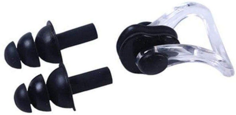 ario Silicone Swimming Ear Plugs With Box - S56 Ear Plug & Nose Clip  (Black)