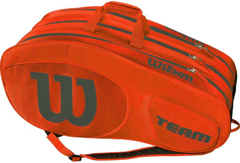 WILSON Team III 12PK Tennis Kit bag (Can hold upto 12 Tennis Racquets), Orange/Grey  (Orange, Kit Bag)