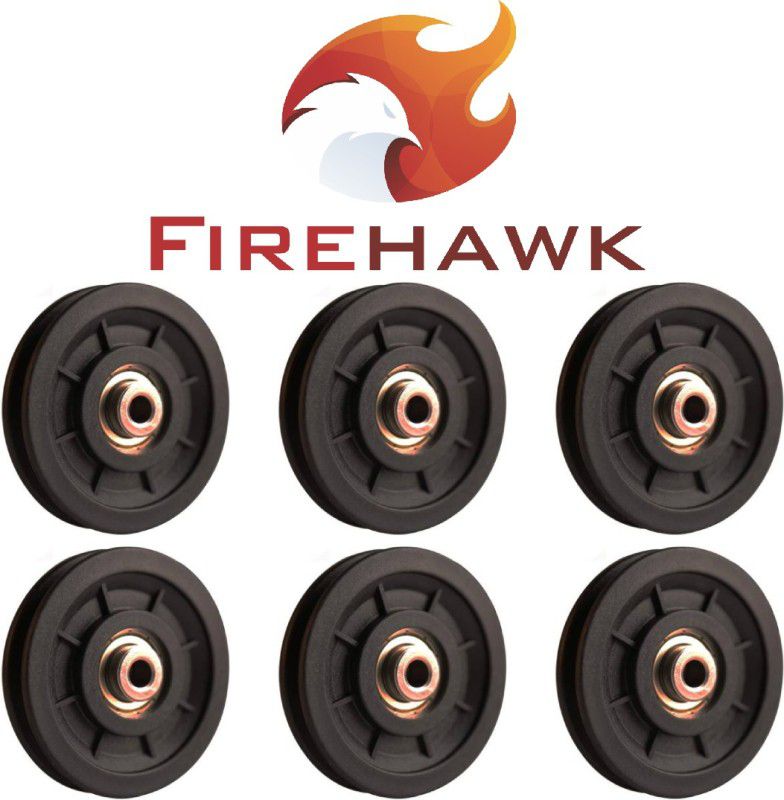 Firehawk 6 Pcs Bearing Pulley Wheel Replace for Gym Equipment Part Cable Merchine Climbing Pulley  (Black)