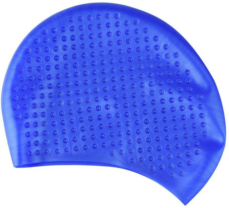 TAJ CARPETS HAIR PROTECTION SILICON SWIMMING BUBBLE CAP FOR SWIM Swimming Cap  (Blue, Pack of 1)