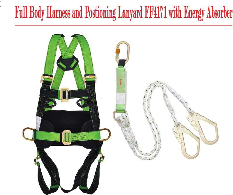 Freefall Full Body Harness with PP Postion Lanyard ( Shock Absorber) Length 2m Full Body Harness  (Free Size)