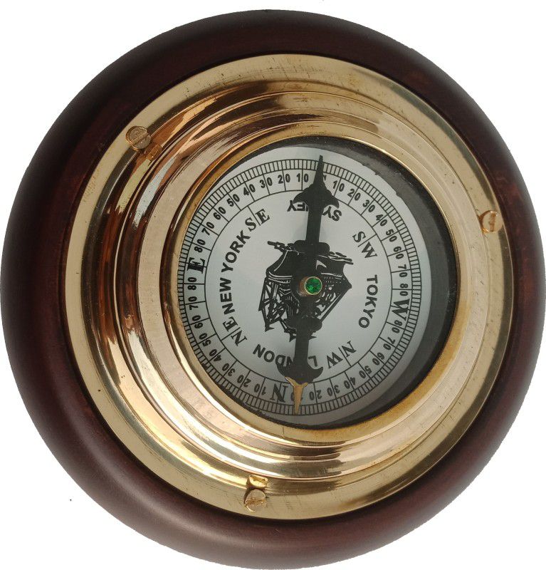 Simrah Vintage Nautical Paper Weight Desk Compass (Dome Shaped, Wooden, 3 Inch) Compass  (Brown)