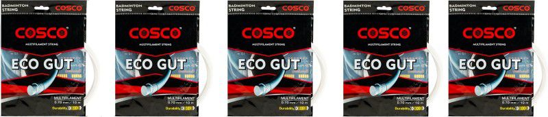 COSCO Eco Gut Multifilament String 0.7 Badminton String(Pack Of 5) 0.7 Badminton String - 10 m  (White)