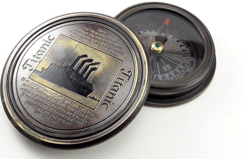 k.v handicrafts Titanic Ship - Antique Pocket Compass Compass  (Black)