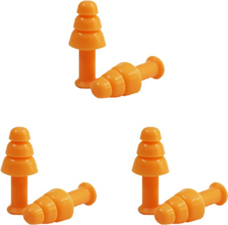 Simon's Sleepwell Earplug - 3 pair Foam + 1 pair Silicone earplug | COMBO PACK ( carry case) Ear Plug  (Orange)