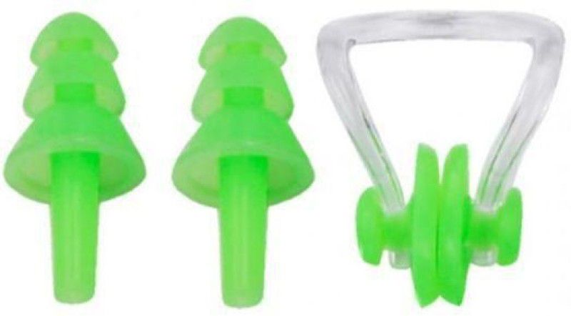 ArrowMax 100% SILICONE SWIMMING EARPLUGS AND NOSEPLUG SET (GREEN) Ear Plug & Nose Clip  (Green)