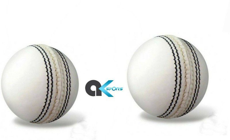 A.K (Pack Of 2Pcs) Imported Cricket Leather Ball-White Cricket Leather Ball  (Pack of 2, White)