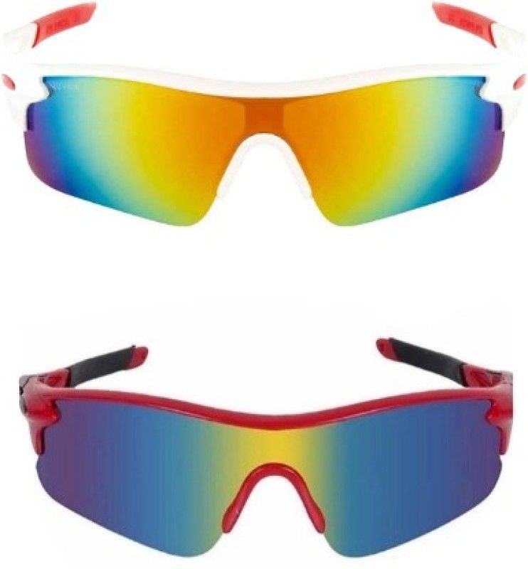 TENFORD Sports UV400 COMBO (Pack of 2) White:Red & Red Men Sports and Cricket Goggles Cricket Goggles
