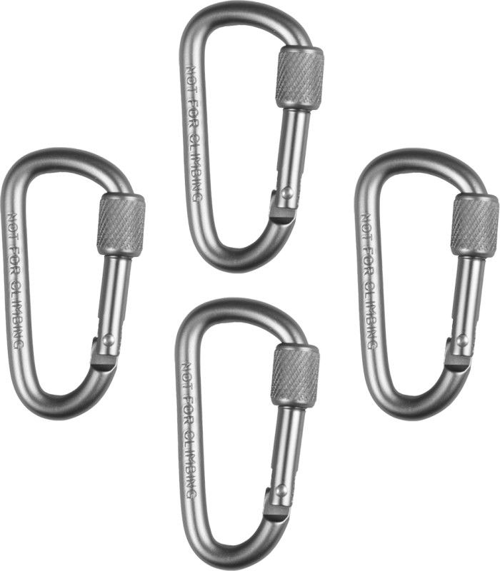 StealODeal Silver Aluminium with Screw Locking Hook (Pack of 4) Locking Carabiner  (Silver)