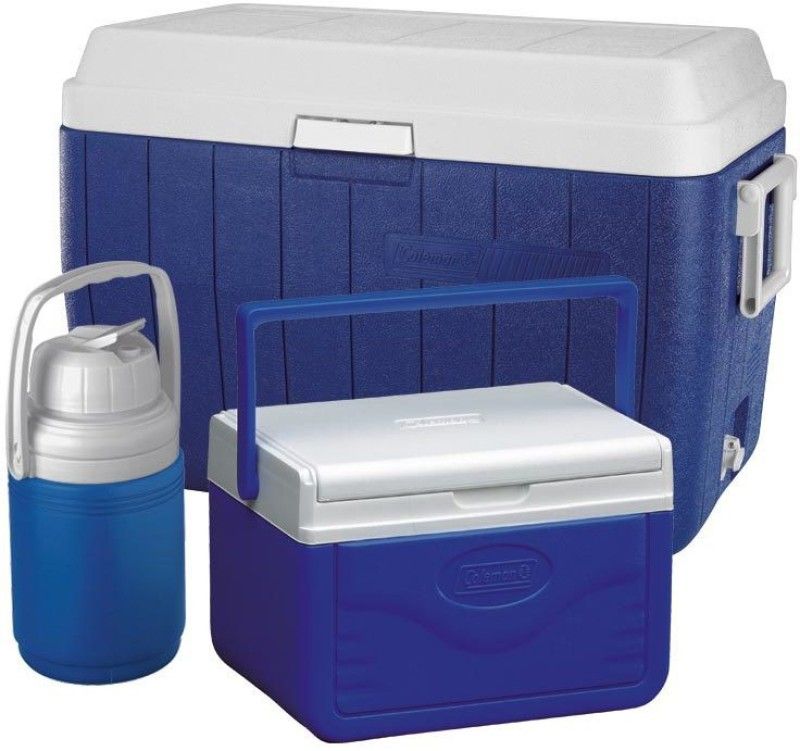 COLEMAN 54Qt combo Ice Box including 3 high-performance cooler boxes, capacity 51L, 4.7 L and 1.2L Jug Cooler, high-quality made in USA, blue  (Blue, 50 L)