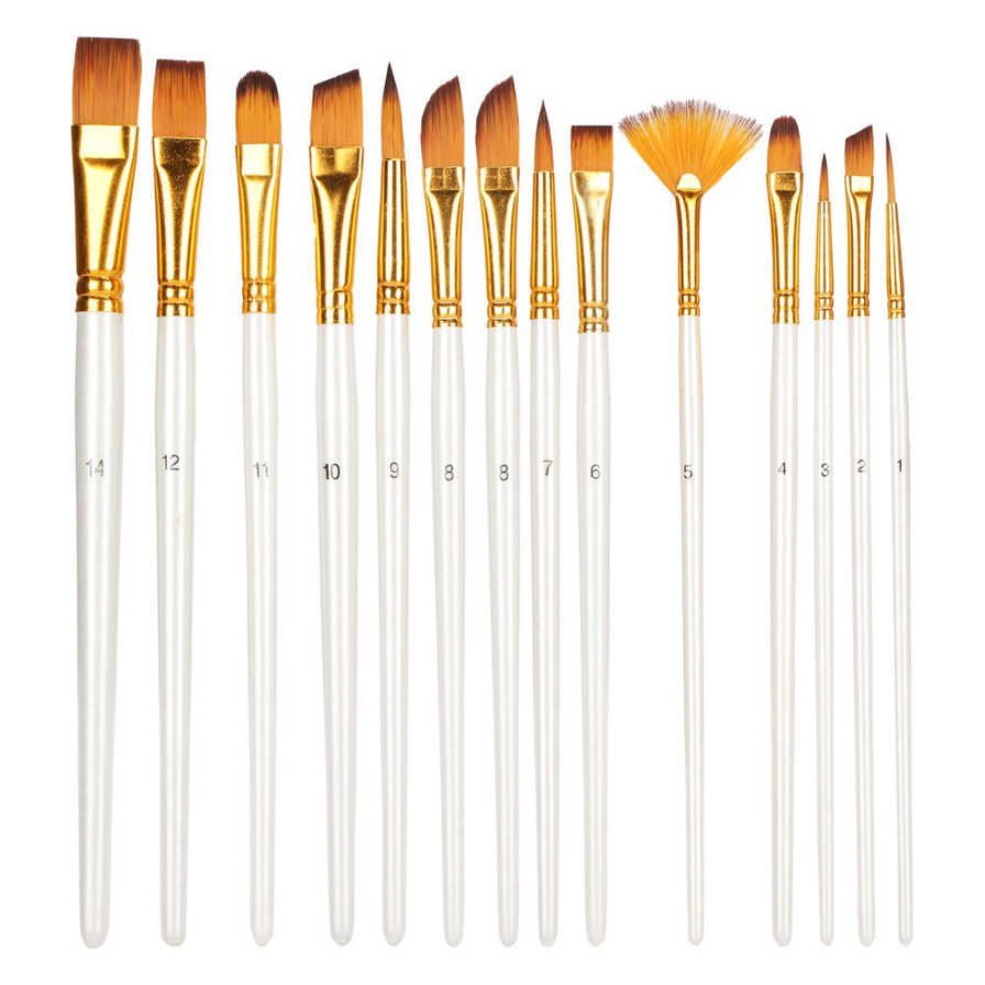 Artist Brushes 13Pcs Nylon Pen Set Combination Pearl White Rod Watercolor Acrylic Painting Tool