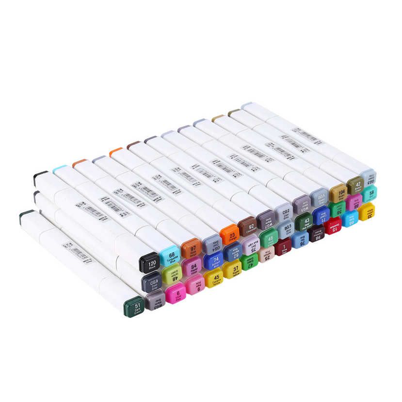 40 Colors Marker Pen Set 40Pcs 6 Graphic Animation Design Included Pens + 1 Black Bag for Beginners Students Artists Manga