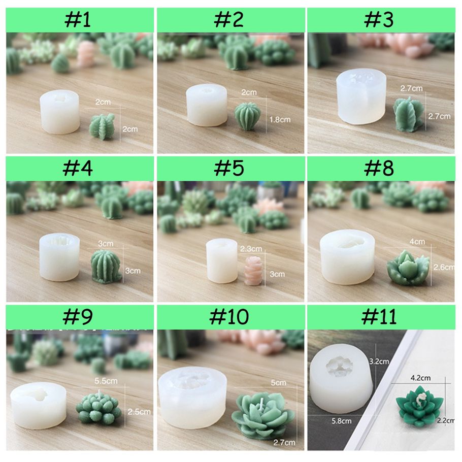 Japanese Style 3D Succulent Cactus Silicone Mold 18 Types Handmade Soap Candle Making DIY Silicone Mold Home Decor Cactus Mold