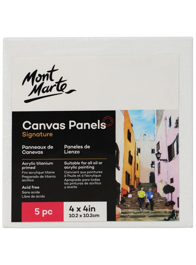 Mont Marte Canvas Panels Pack 5 10.2 x 10.2 cm (4 x 4in)