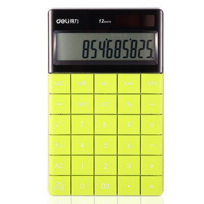 1 Pc/Pack Portable Candy-Color Dual-Power Plastic 12-Digital Calculator for School Stationery & Office & Finance