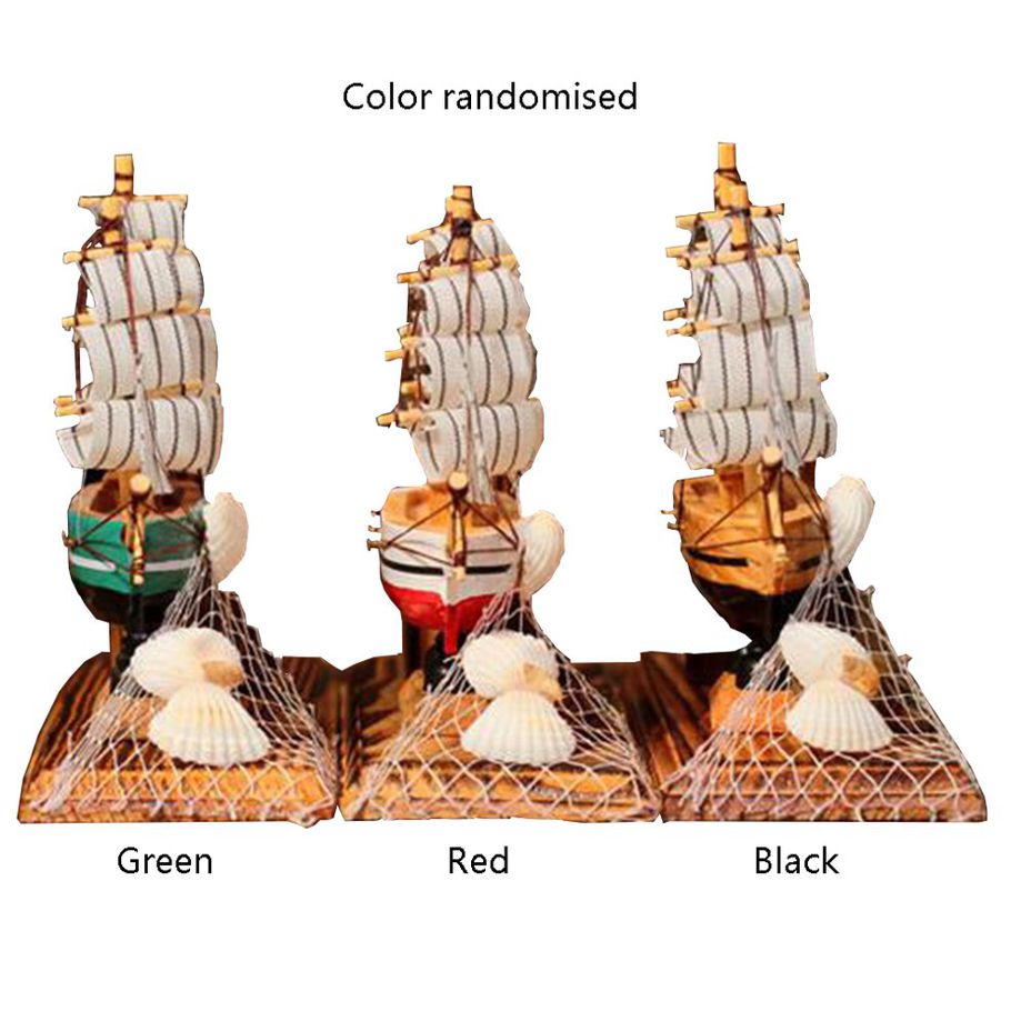 Cloth Sailing Pen Holder Wooden Mediterranean Boat Pen Holder Craft Ornaments-random