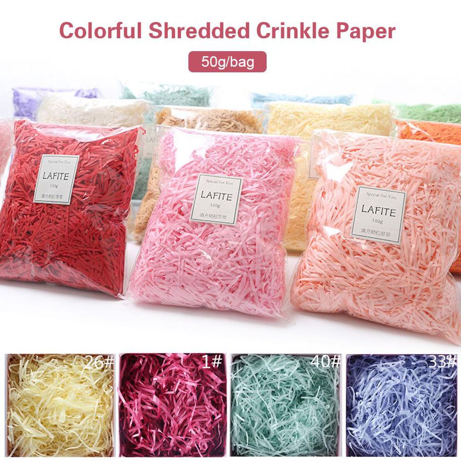 50g Colorful Shredded Crinkle Paper Raffia Candy Boxes DIY Gift Box Filling Material Tissue Party Gift Packaging Filler Decor