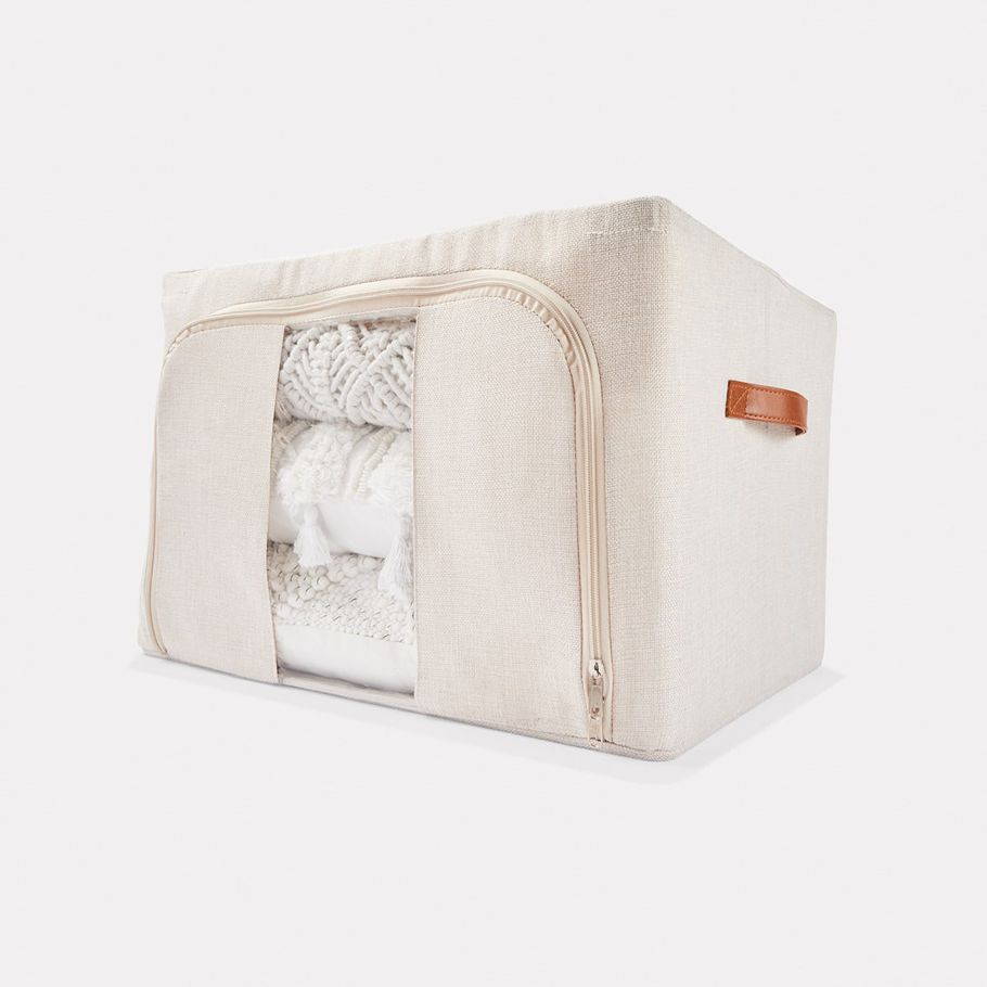 Linen Look Collapsible Box with Window - Large