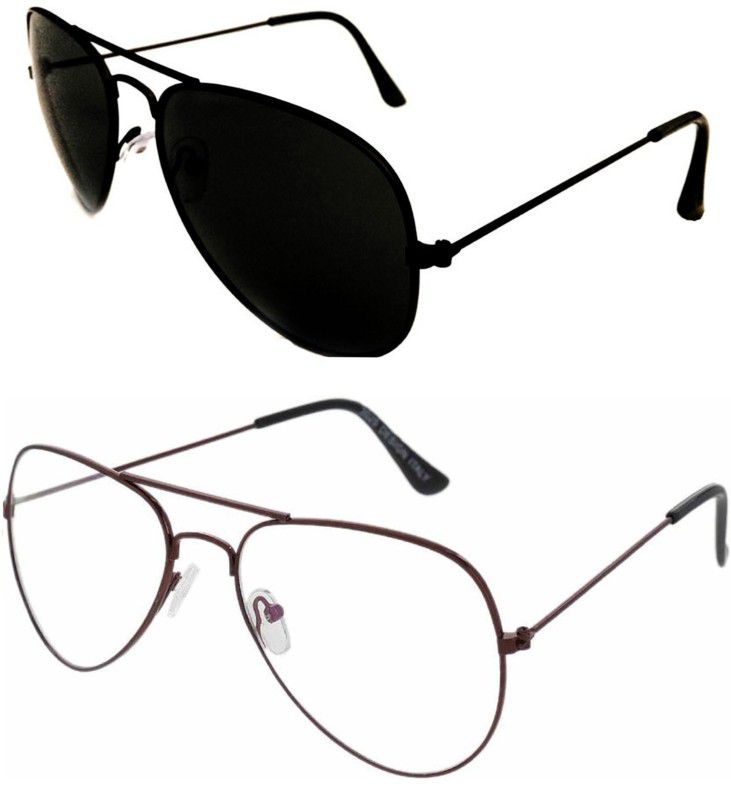UV Protection Aviator Sunglasses (Free Size)  (For Men & Women, Clear, Black)