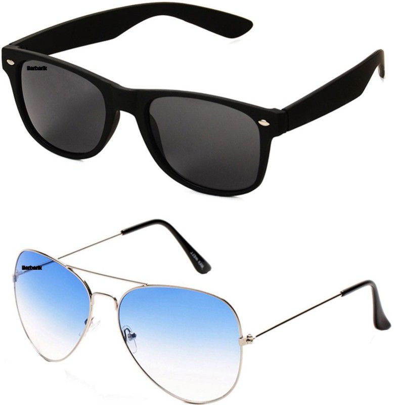 UV Protection Aviator, Wayfarer Sunglasses (Free Size)  (For Men & Women, Black, Blue)