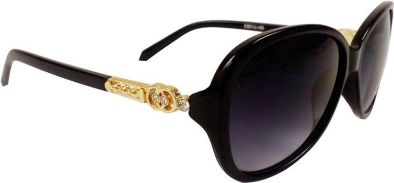 Polarized Oval Sunglasses (Free Size)  (For Girls, Black)