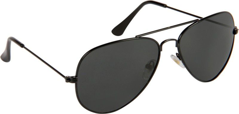 Riding Glasses, UV Protection Aviator Sunglasses (57)  (For Men & Women, Black, Black)